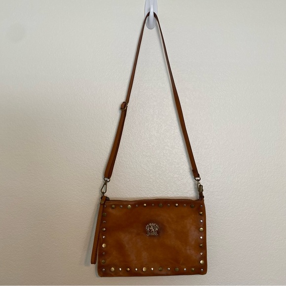 Pratesi Brown Genuine Leather Studded Crossbody Bag - Picture 1 of 13